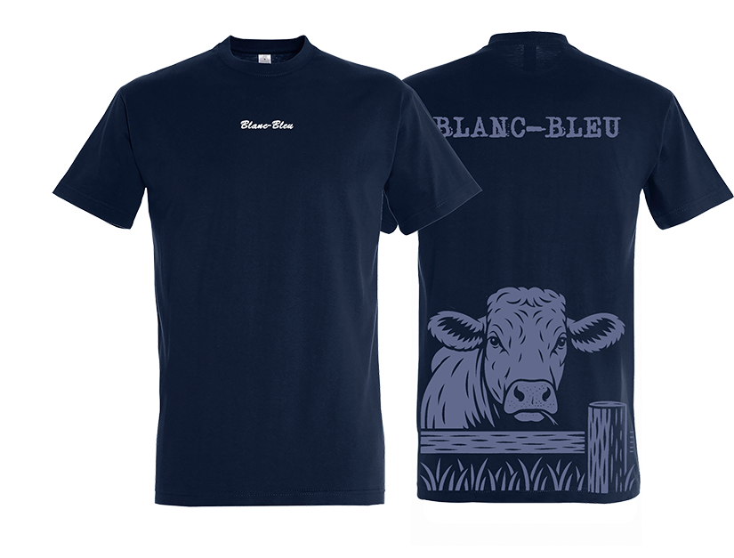 T-shirt Vache Blanc-bleu