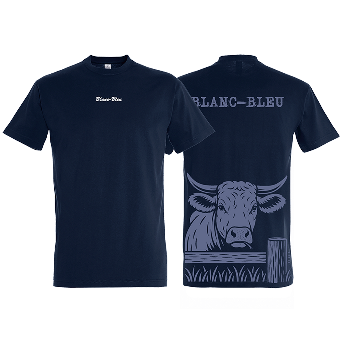 T-shirt Vache Blanc-bleu