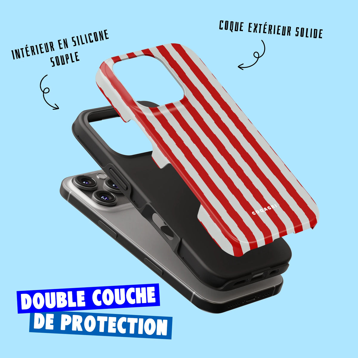 Coque - Rouge et Gris