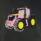 Sweat col rond - John Deere 6R250 Rose - détail broderie anthracite
