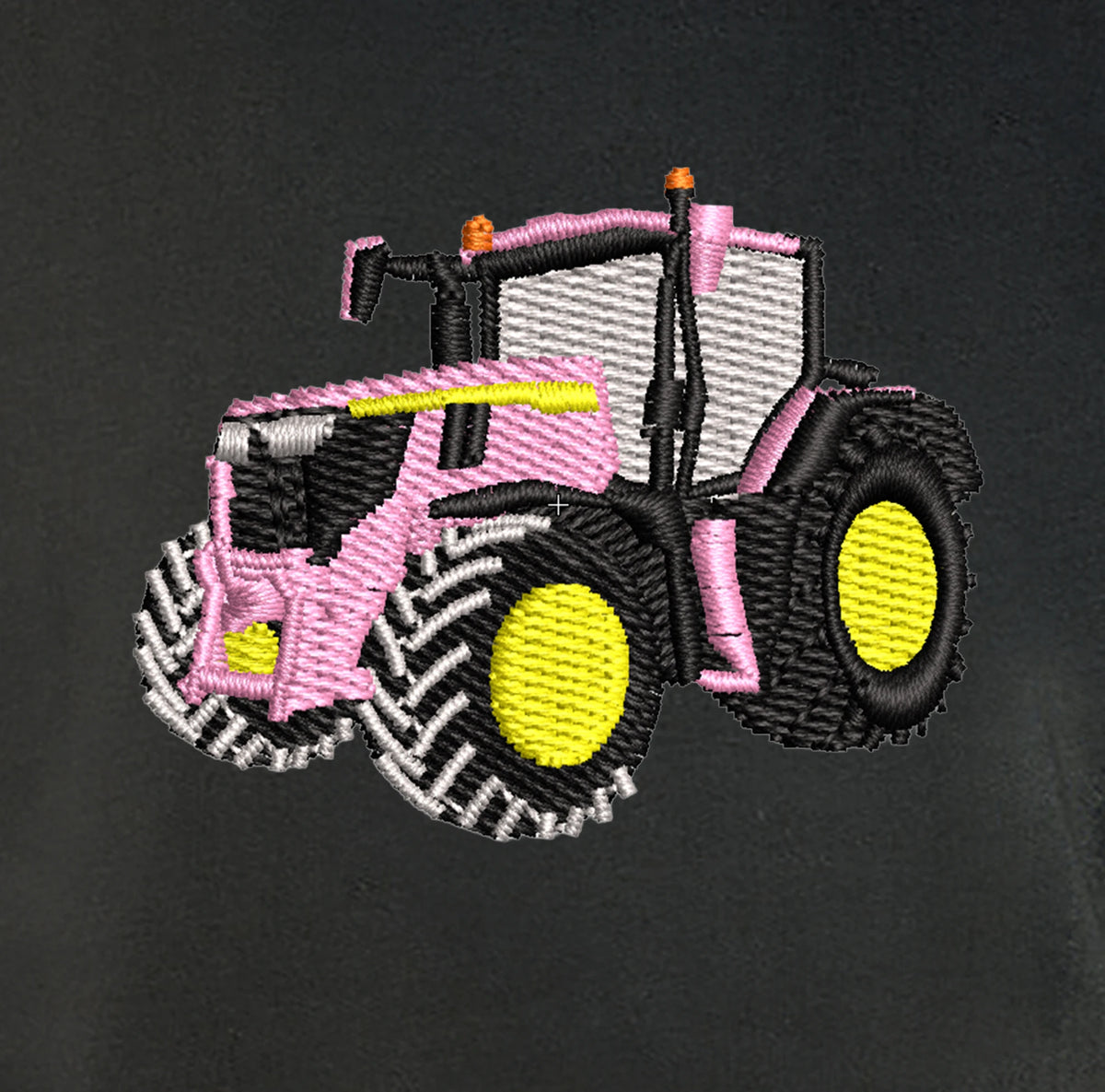 Sweat col rond - John Deere 6R250 Rose - détail broderie anthracite