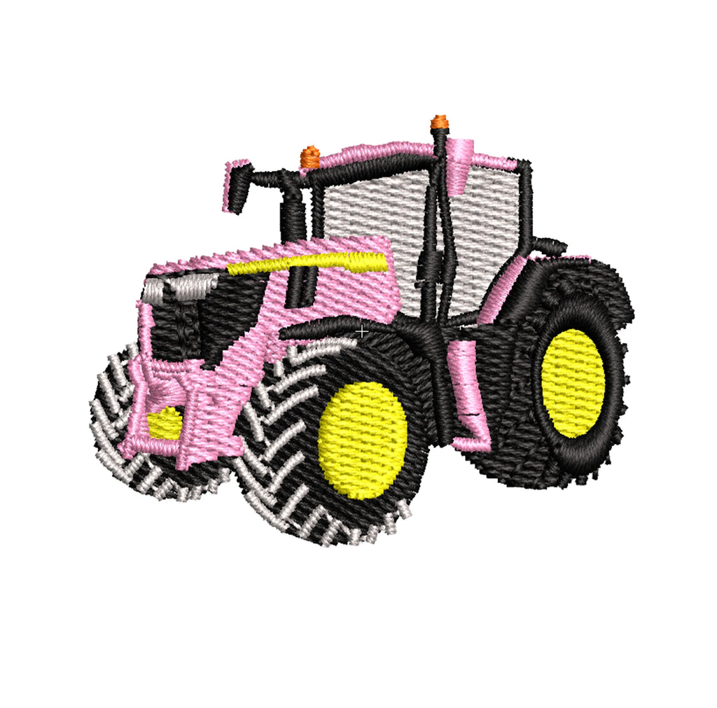 Sweat à capuche - John Deere 6R250 Rose - détail broderie blanc