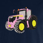 T-shirt - John Deere 6R250 Rose - détail broderie bleu marine