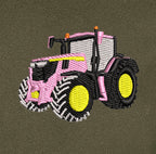 Sweat à capuche - John Deere 6R250 Rose - détail broderie kaki