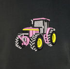 Sweat col rond - John Deere 7710 Rose - détail broderie anthracite