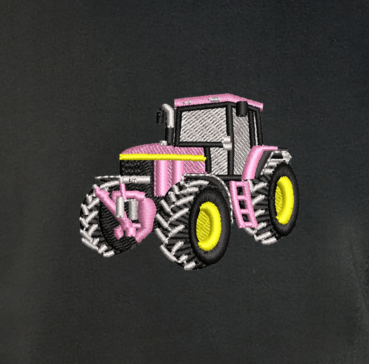 Sweat col rond - John Deere 7710 Rose - détail broderie anthracite