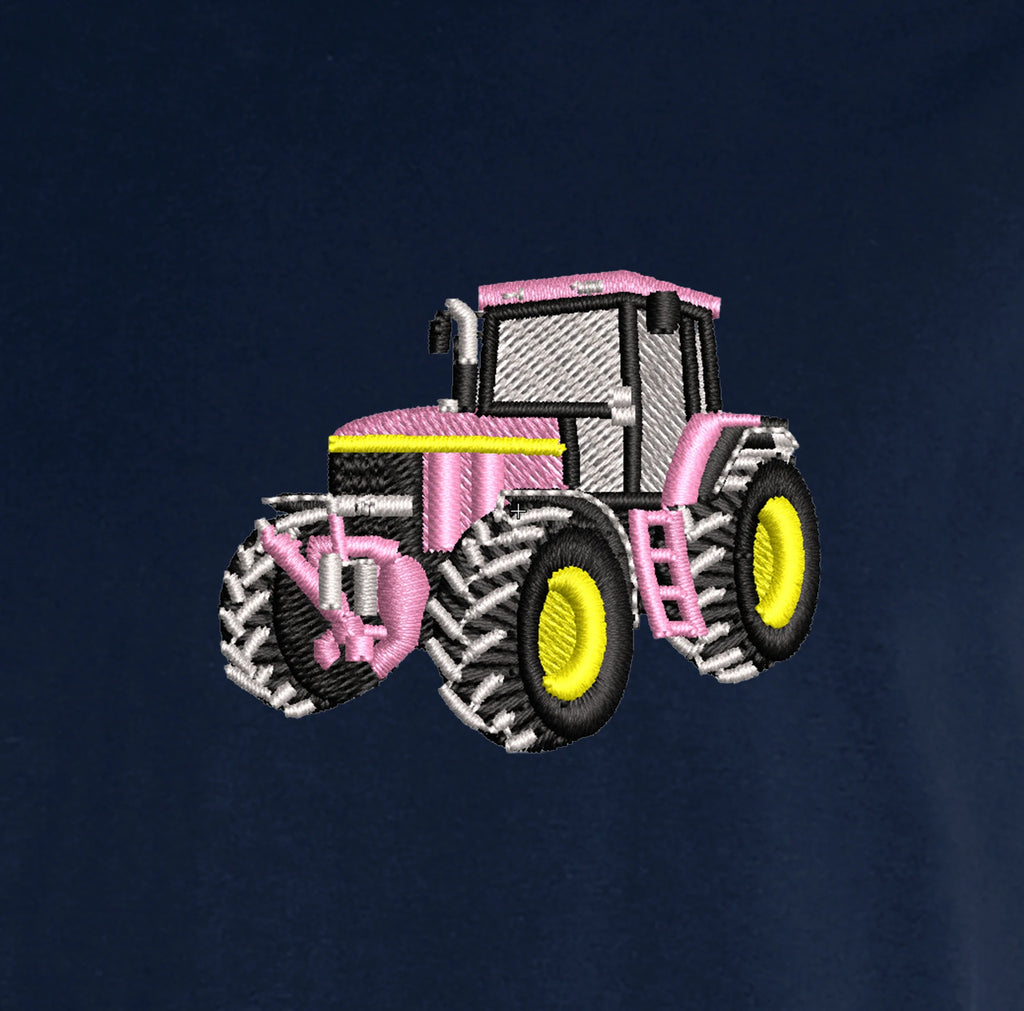 T-shirt - John Deere 7710 Rose - détail broderie bleu marine