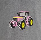 T-shirt - John Deere 7710 Rose - détail broderie gris