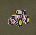 Sweat à capuche - John Deere 7710 Rose - détail broderie kaki
