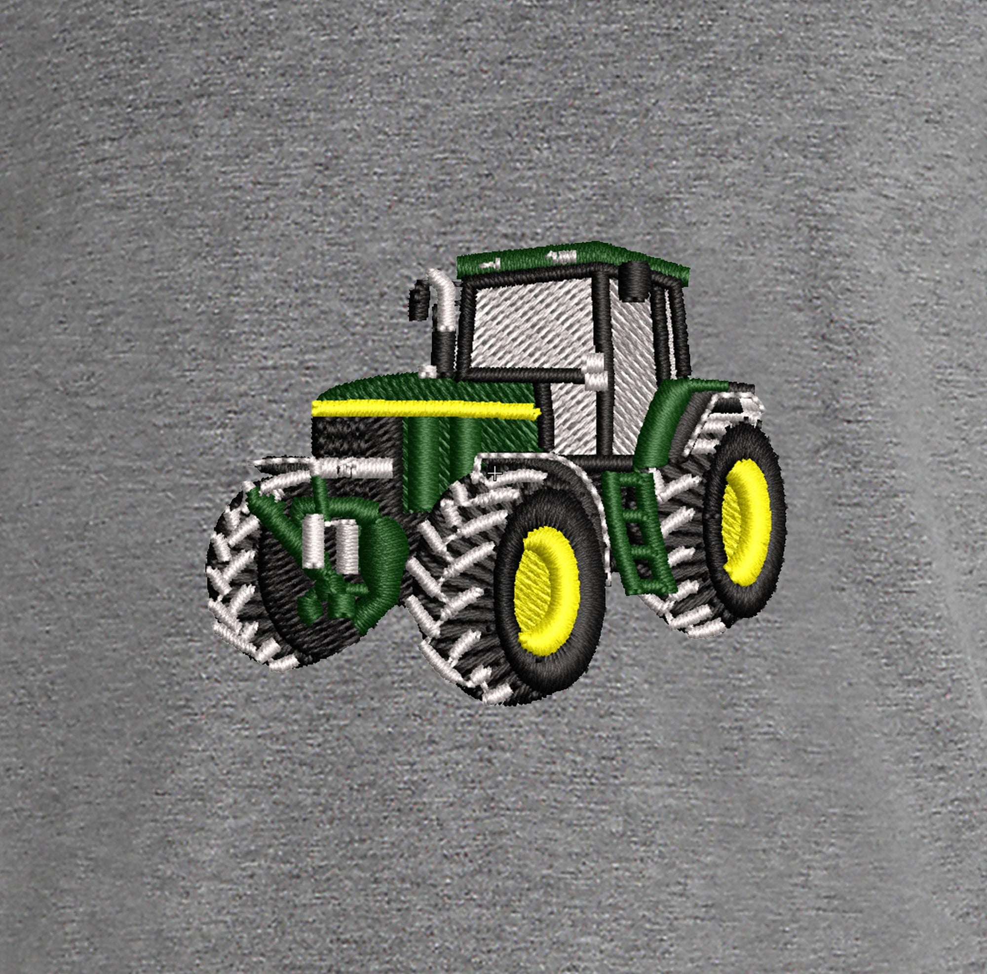 Sweat à capuche - John Deere 7710 - détail broderie gris