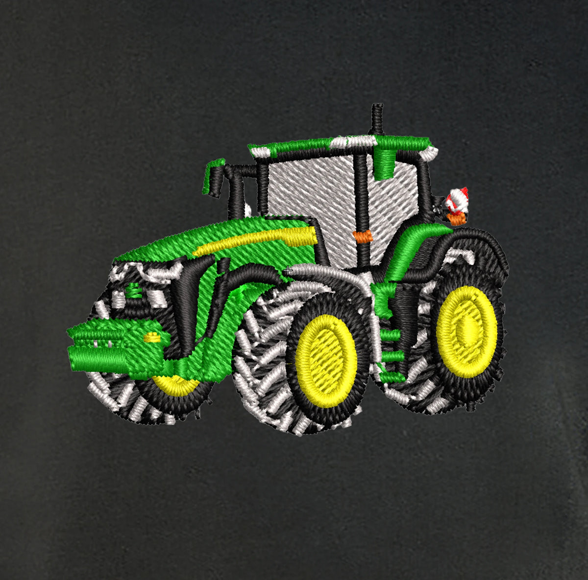 Sweat col rond - John Deere 8R - détail broderie anthracite