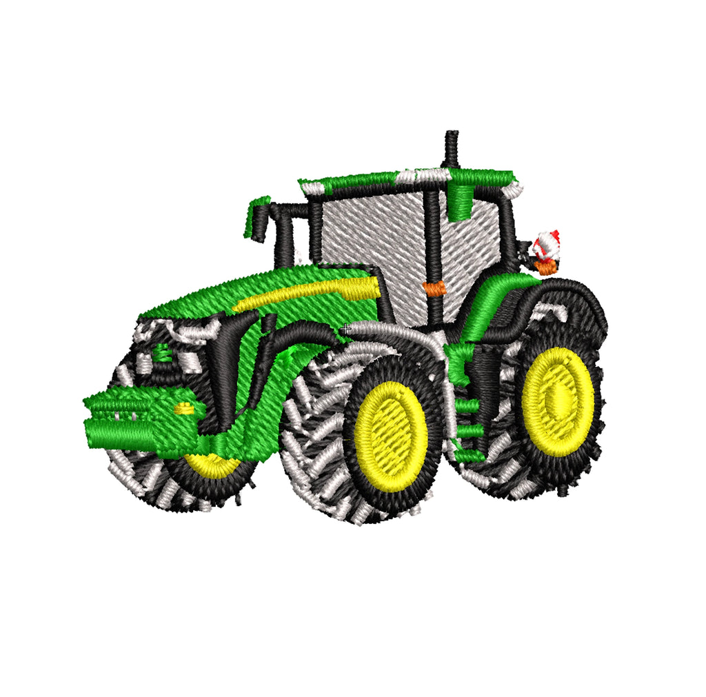 Sweat à capuche - John Deere 8R - détail broderie blanc