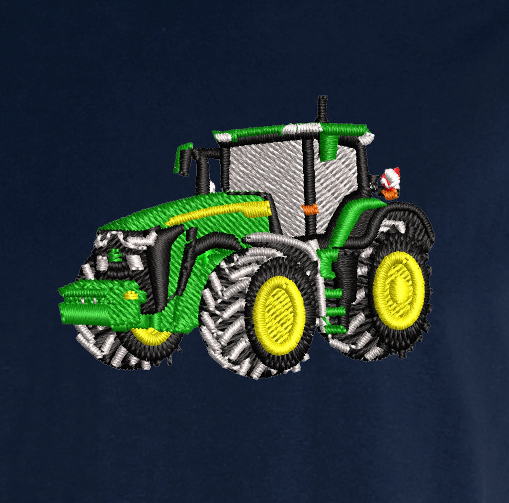 T-shirt - John Deere 8R - détail broderie bleu marine