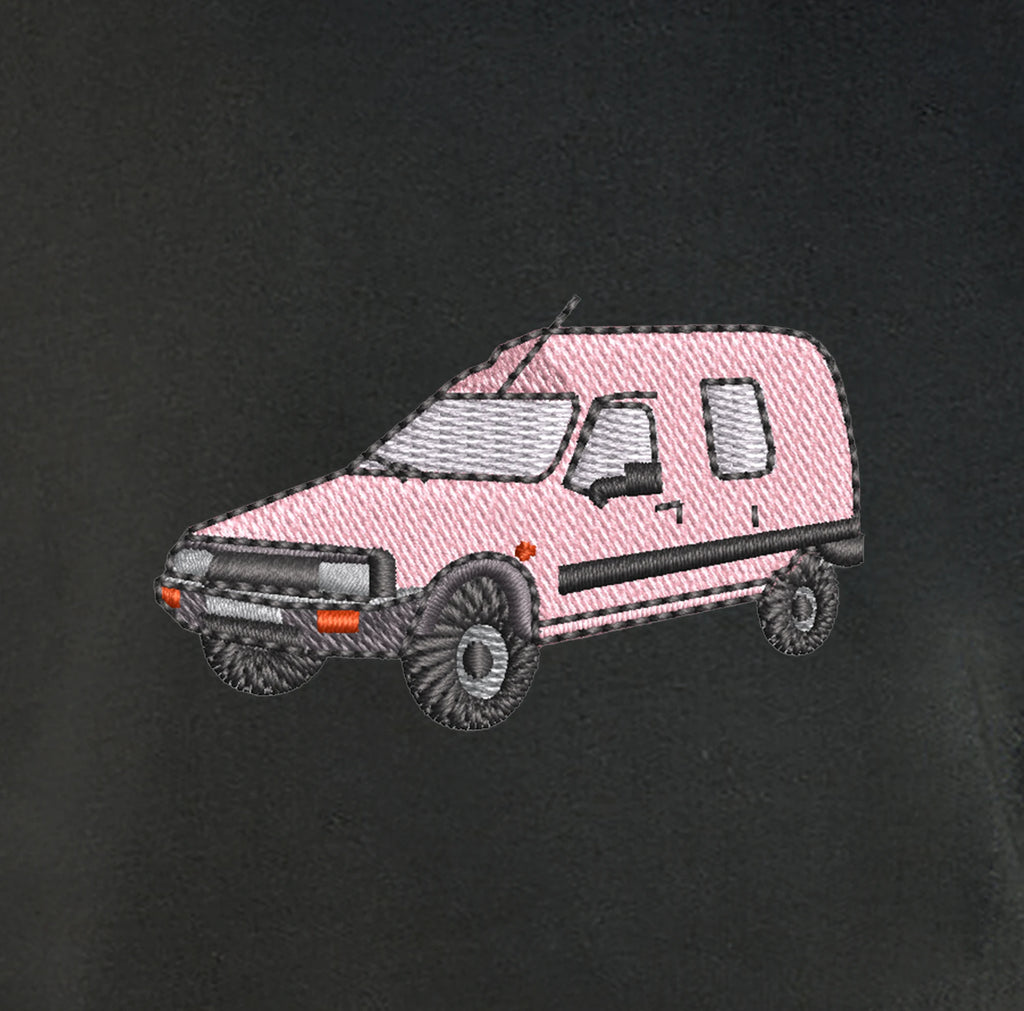 Sweat col rond - C15 Rose - détail broderie anthracite