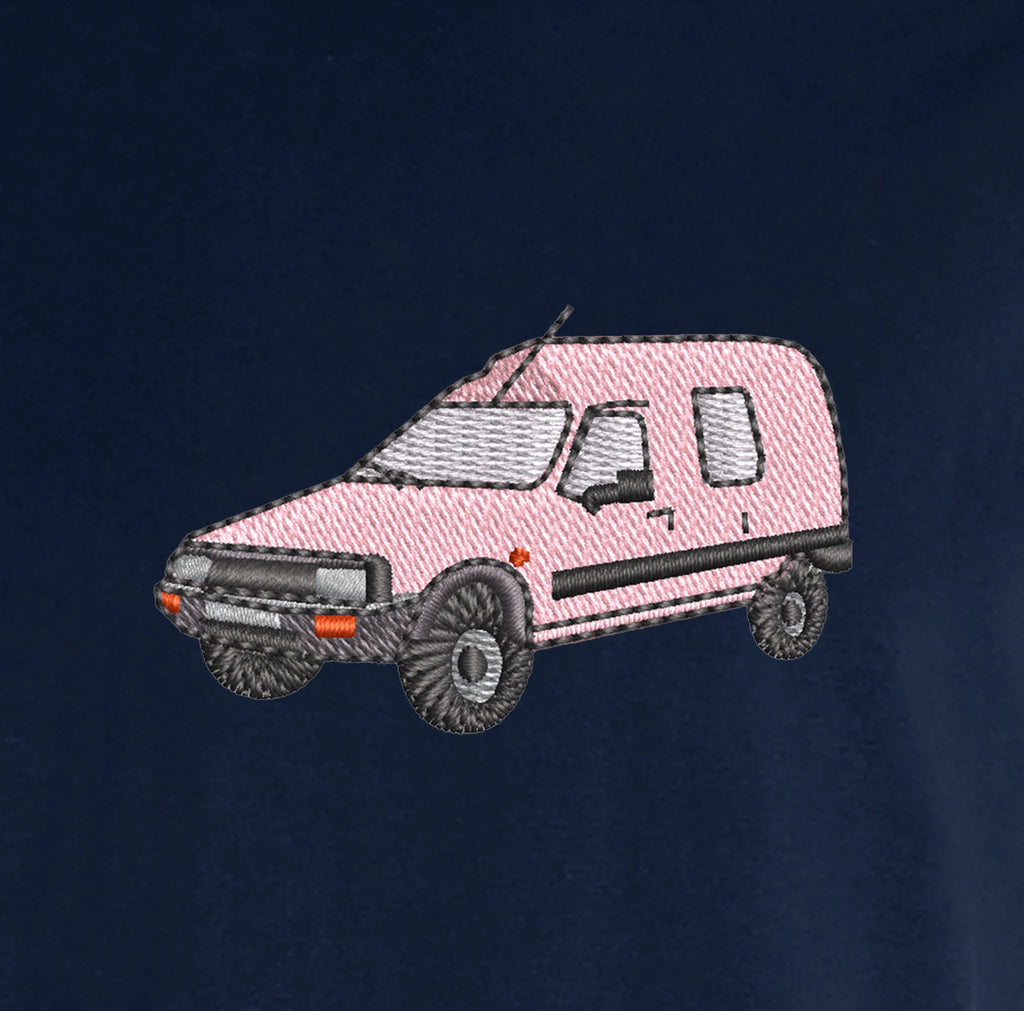 T-shirt - C15 Rose - détail broderie bleu marine