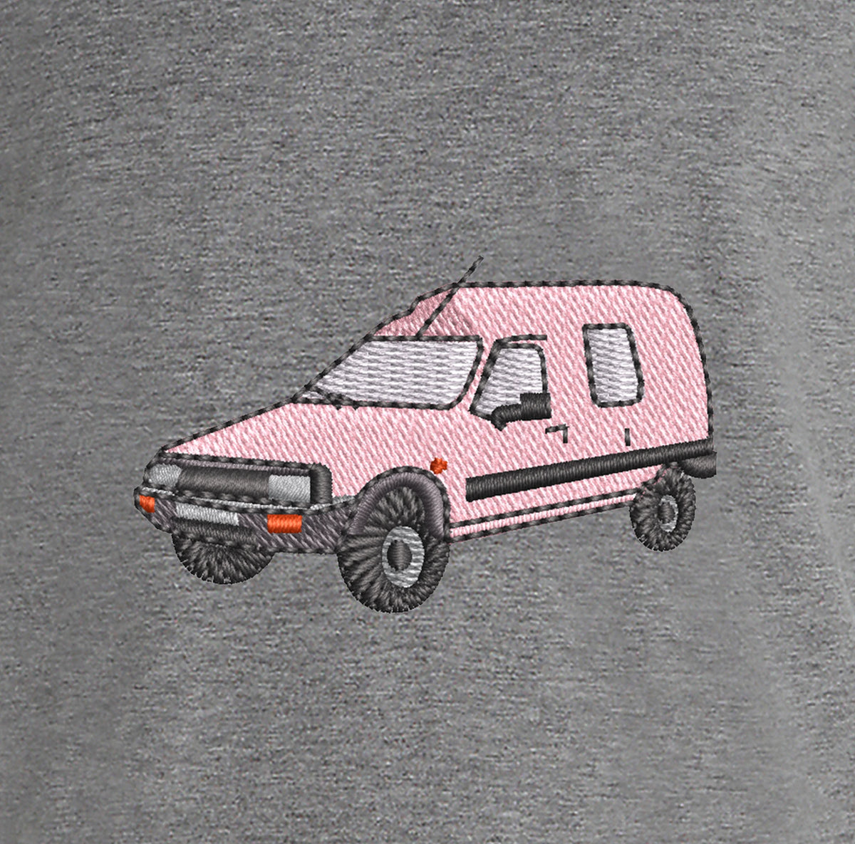 Sweat col rond - C15 Rose - détail broderie gris