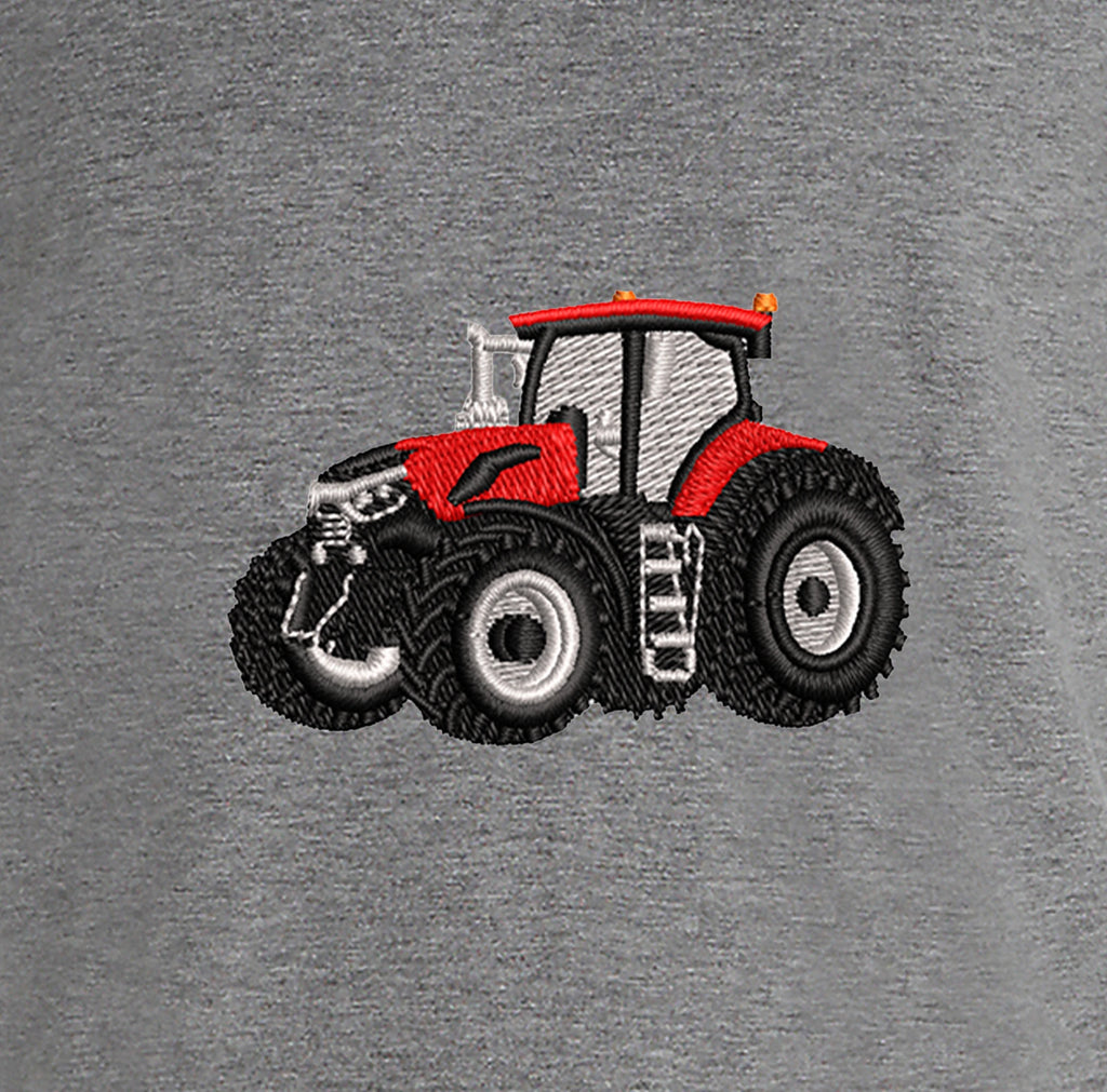 Sweat à capuche - Case IH - détail broderie gris