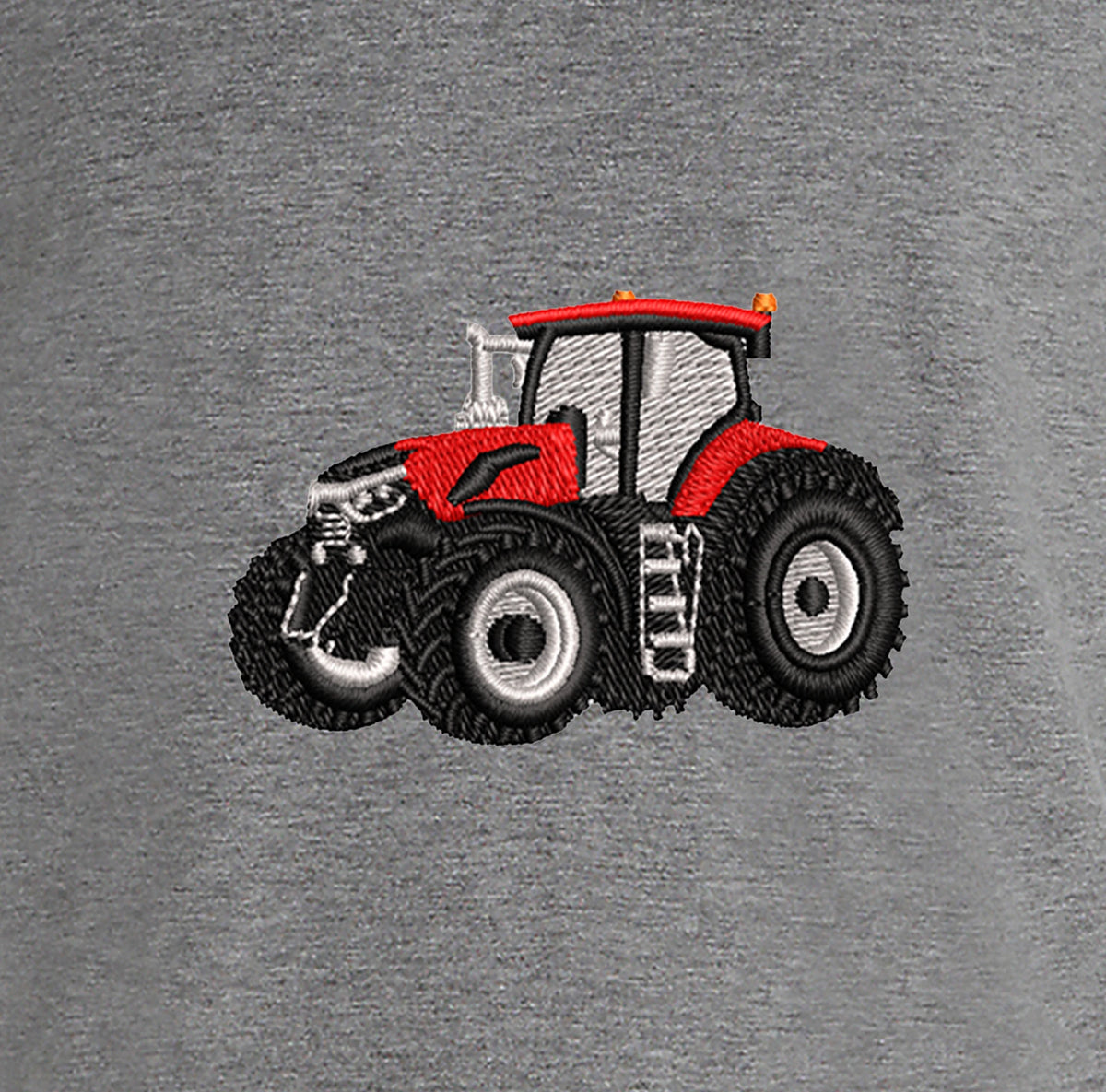 Sweat à capuche - Case IH - détail broderie gris