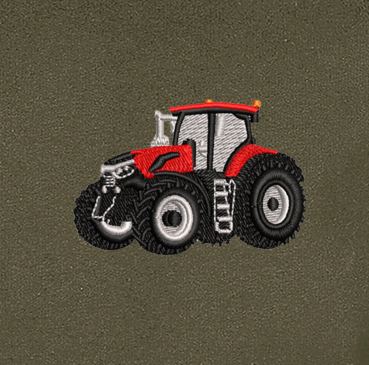 Sweat à capuche - Case IH - détail broderie kaki