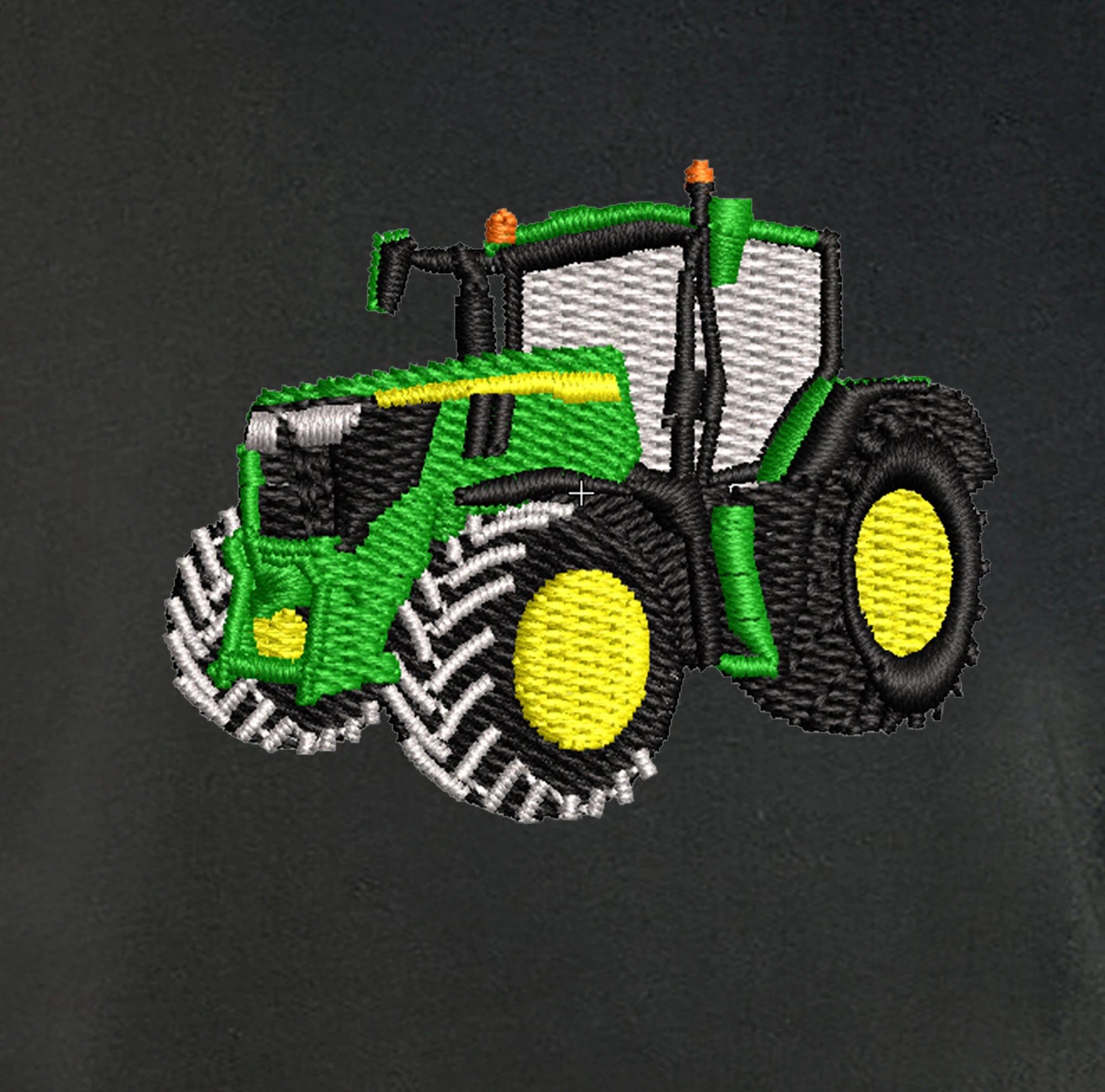 Sweat col rond - John Deere 6R250 - détail broderie anthracite