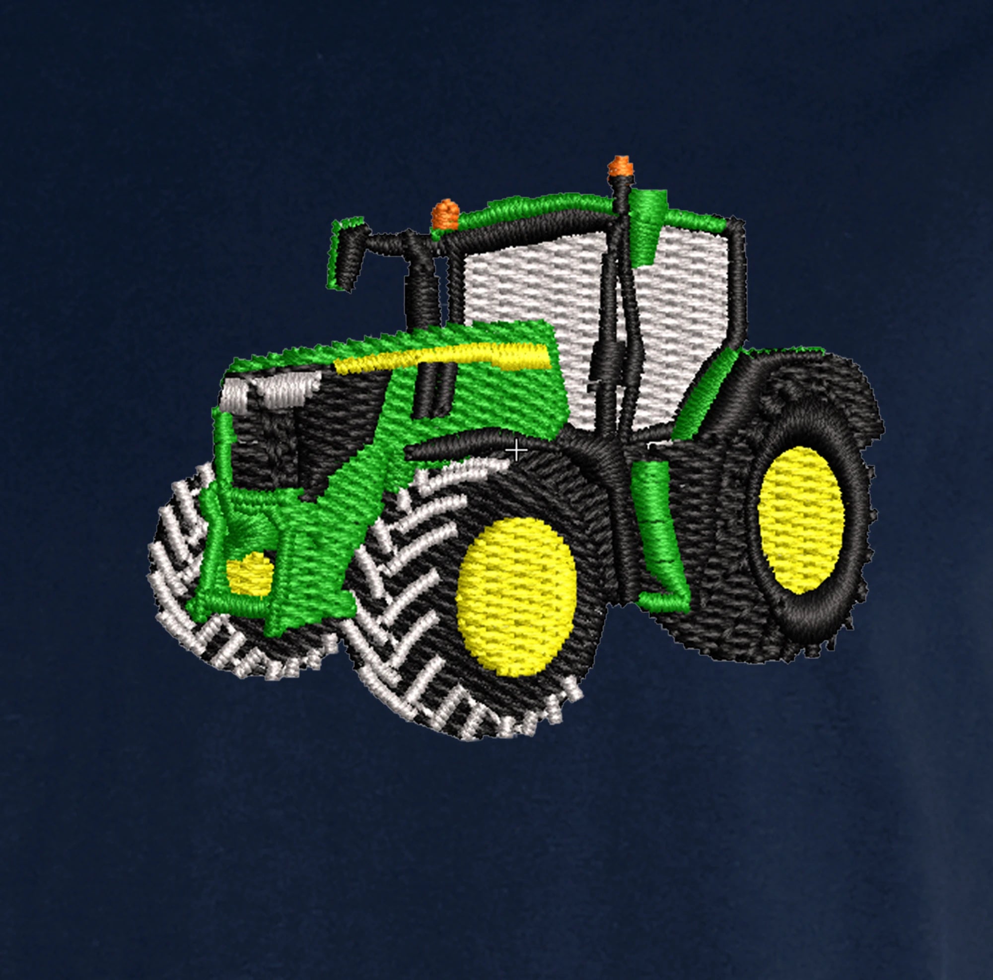 T-shirt - John Deere 6R250 - détail broderie bleu marine