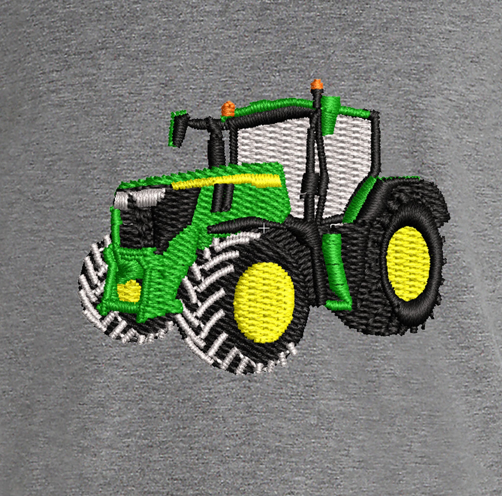 T-shirt - John Deere 6R250 - détail broderie gris