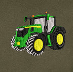 Sweat à capuche - John Deere 6R250 - détail broderie kaki