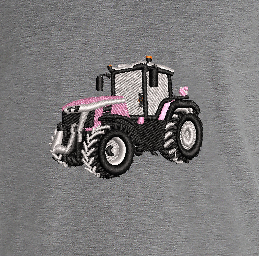 Sweat à capuche - Massey 8S Rose - détail broderie gris