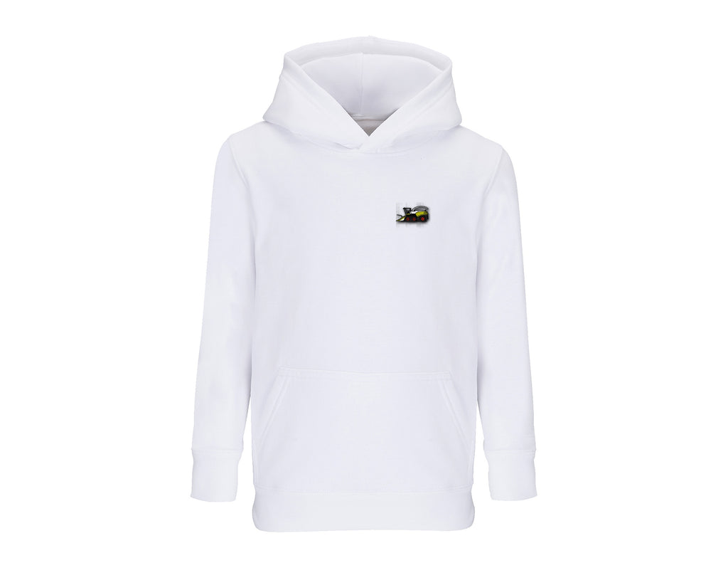 Sweat à capuche enfant ensileuse Claas blanc brodé COQ AGRI