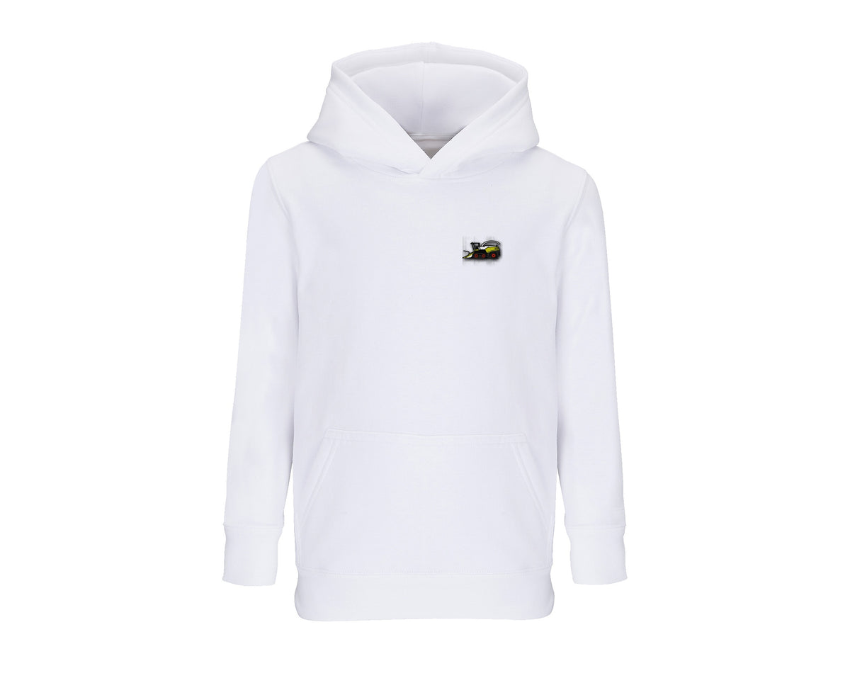 Sweat à capuche enfant ensileuse Claas blanc brodé COQ AGRI