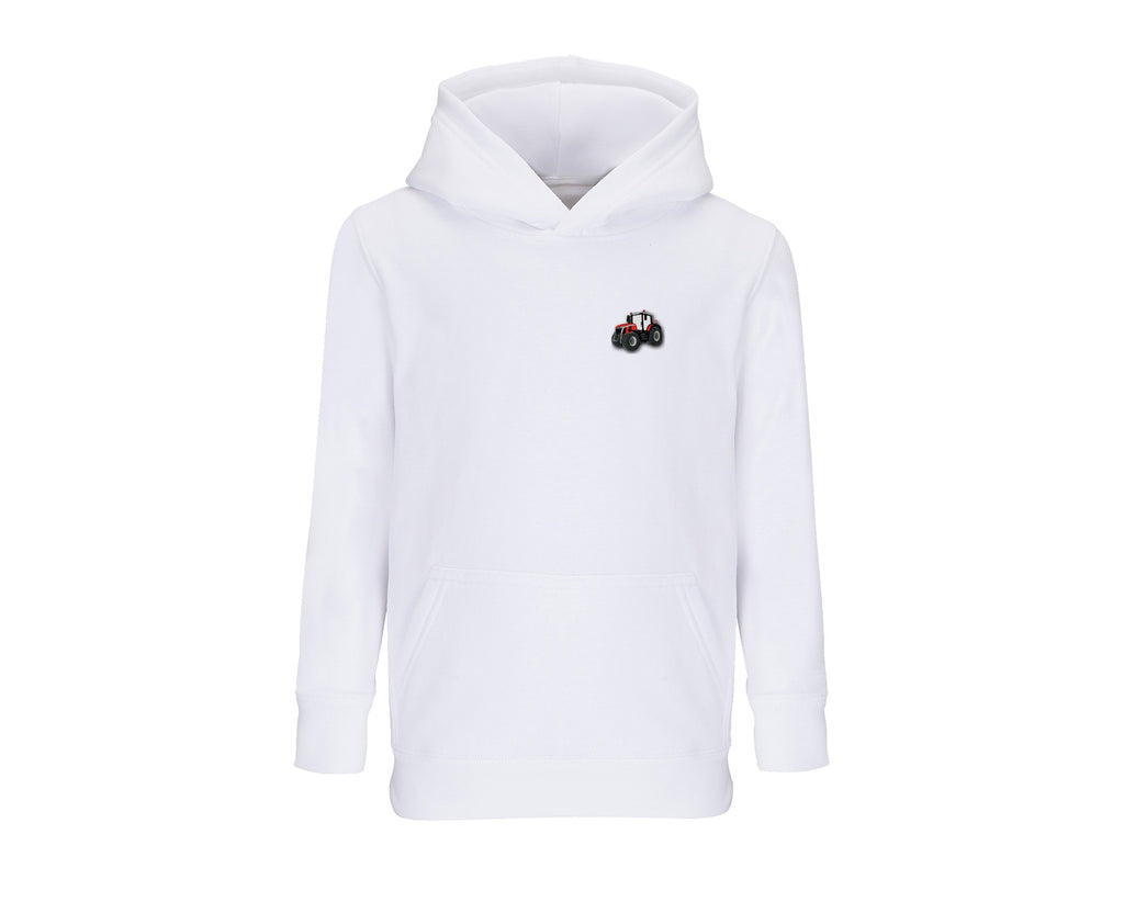 Sweat à capuche enfant Massey 8S blanc brodé COQ AGRI