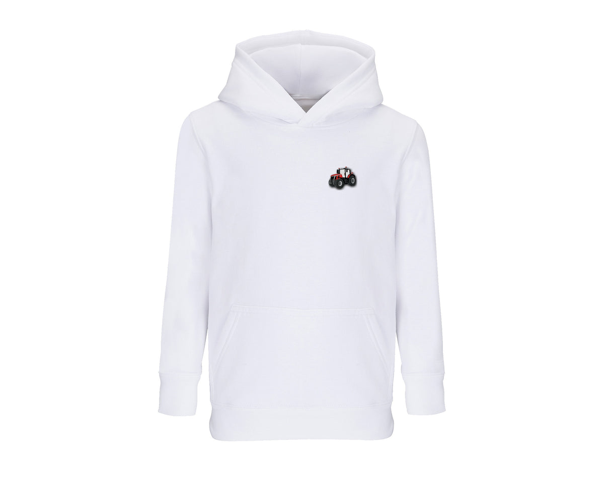Sweat à capuche enfant Massey 8S blanc brodé COQ AGRI