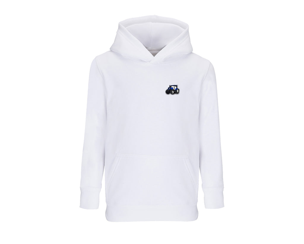 Sweat à capuche enfant New Holland T7 blanc brodé COQ AGRI