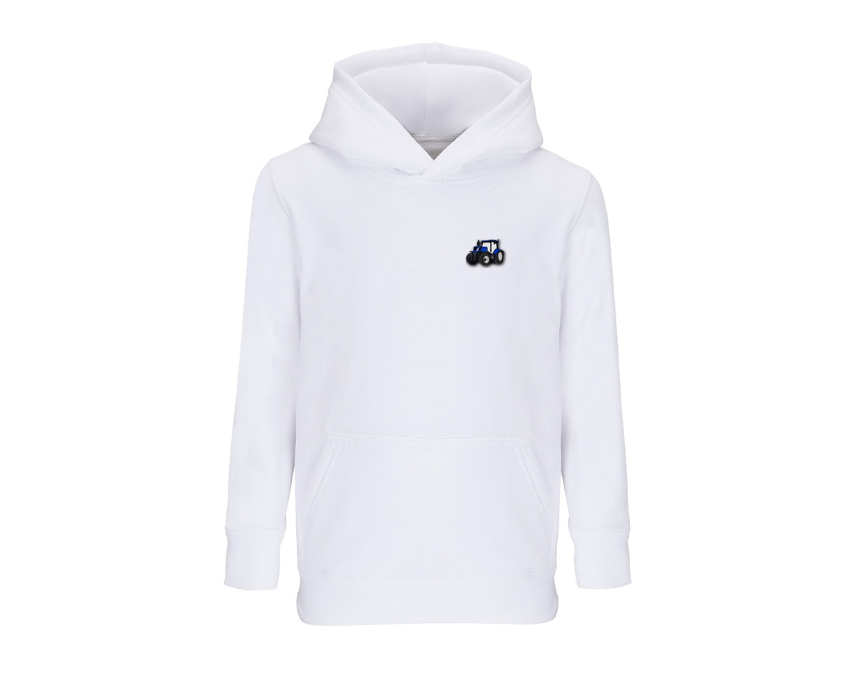 Sweat à capuche enfant New Holland T7 blanc brodé COQ AGRI