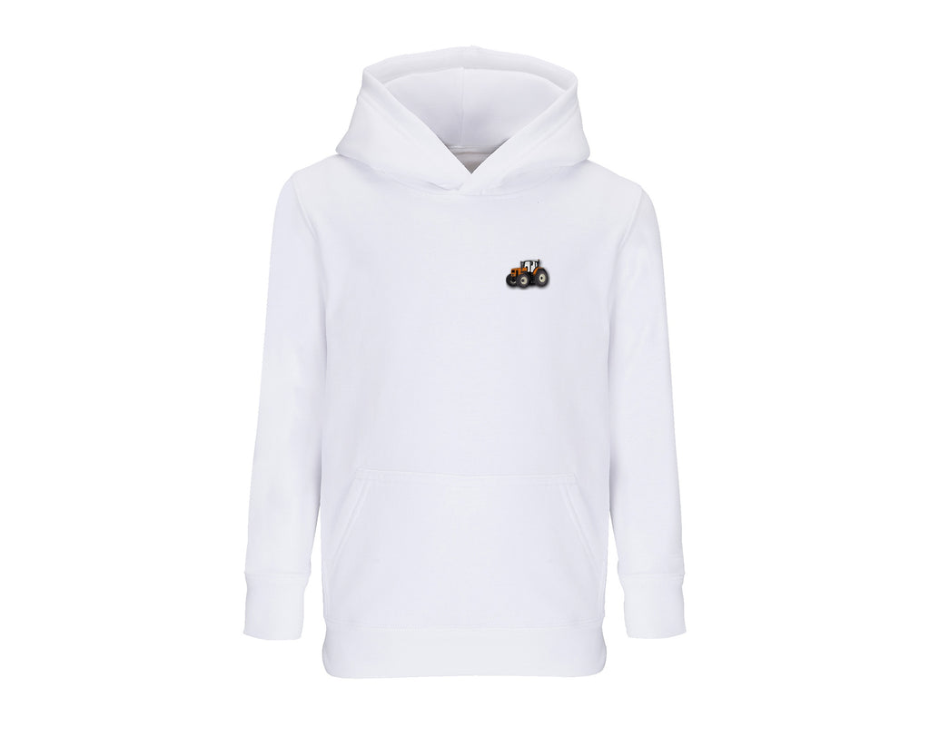 Sweat à capuche enfant Renault 133 54 blanc brodé COQ AGRI