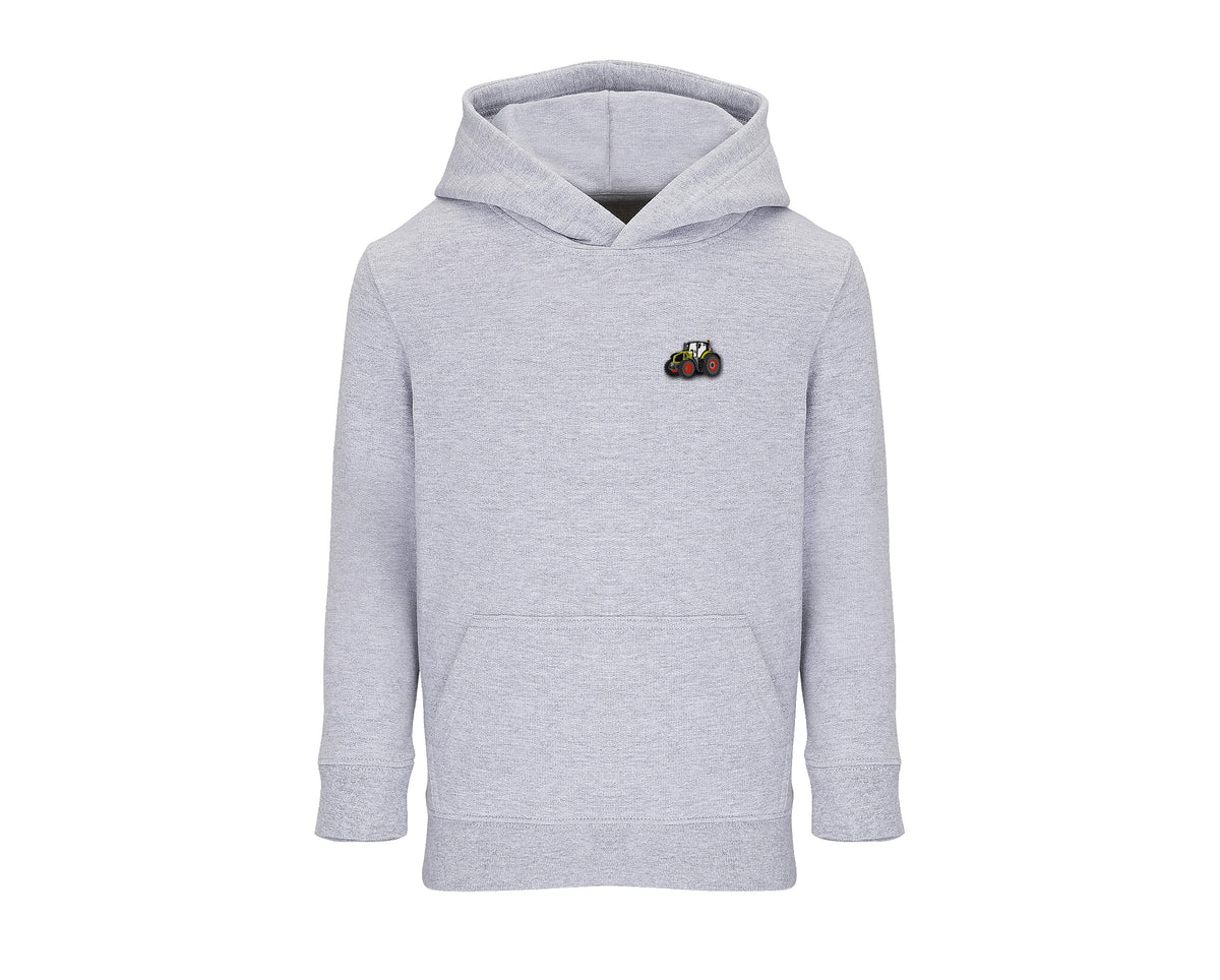 Sweat à capuche enfant Claas Axion 900 gris chiné brodé COQ AGRI