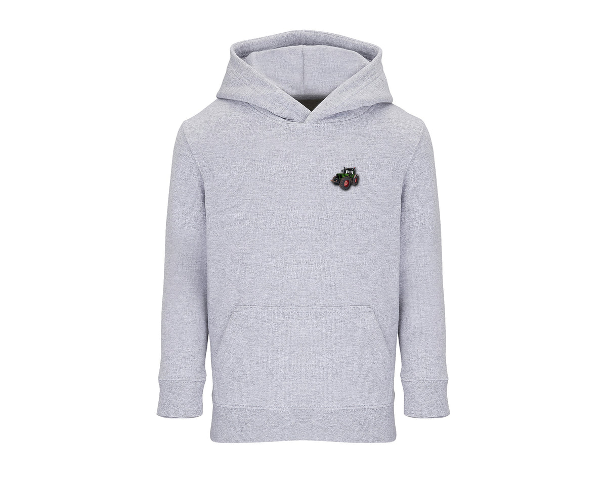 Sweat à capuche enfant Fendt Favorit 926 gris chiné brodé COQ AGRI