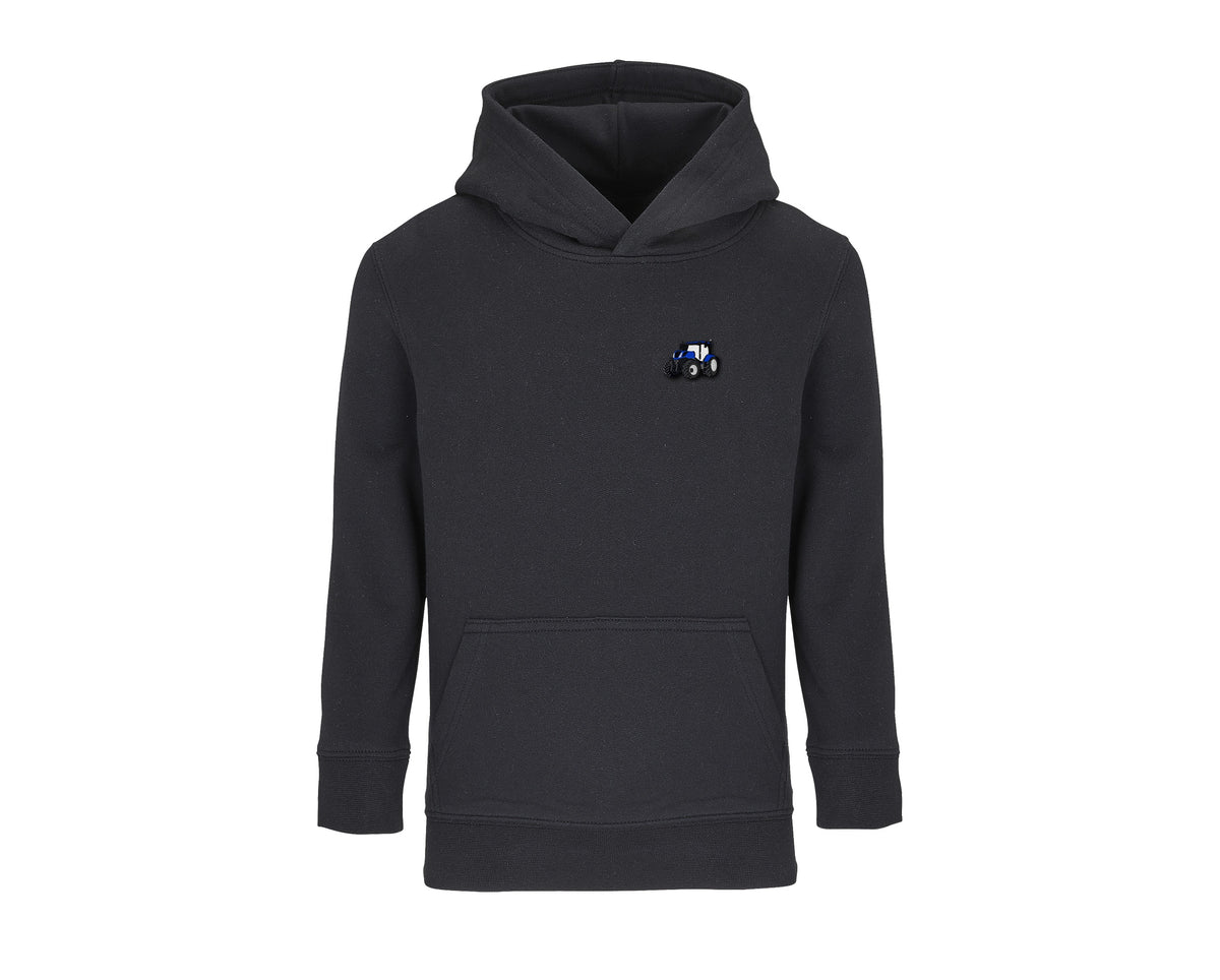 Sweat à capuche enfant New Holland T7 noir brodé COQ AGRI