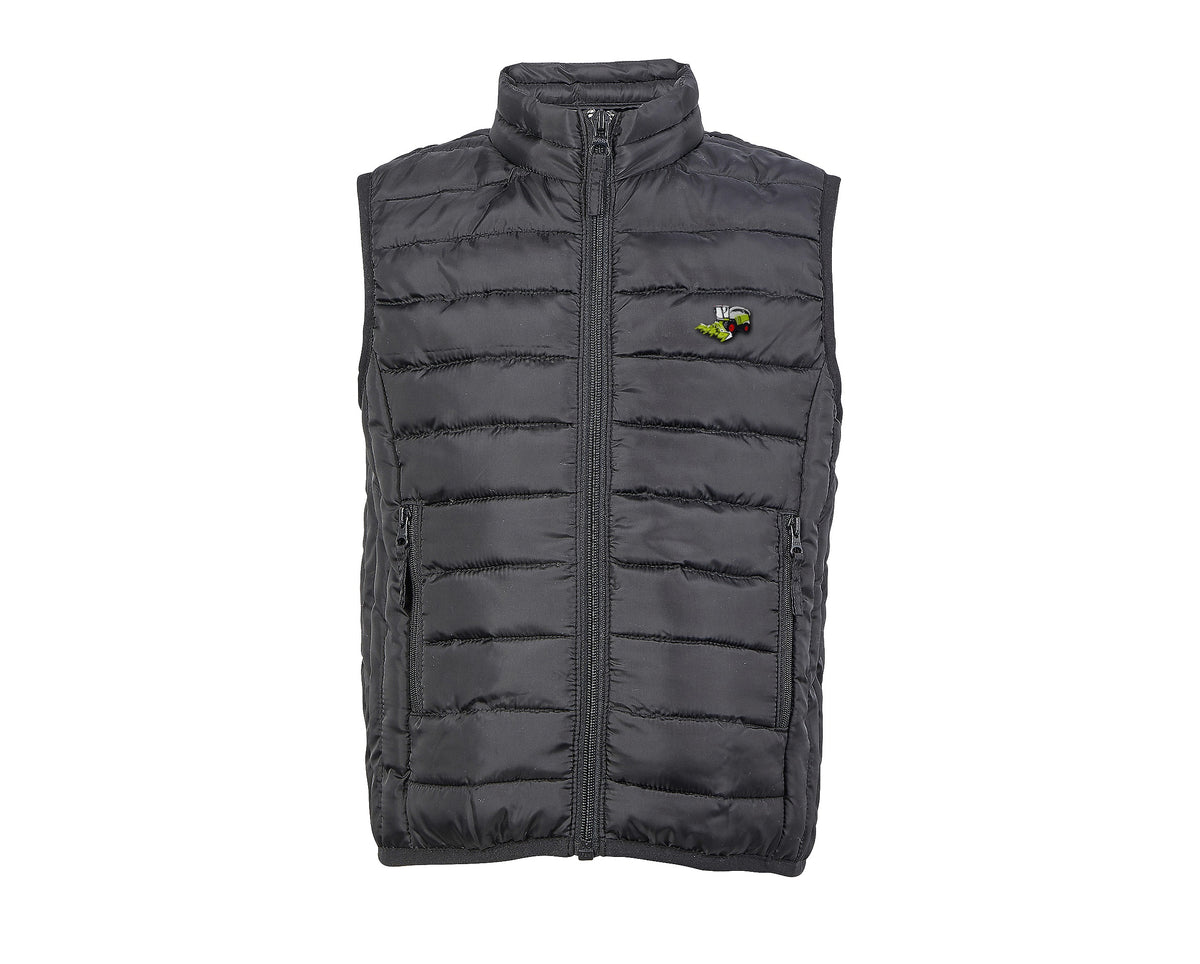 Doudoune sans manches enfant Claas Jaguar 960 noire brodée COQ AGRI