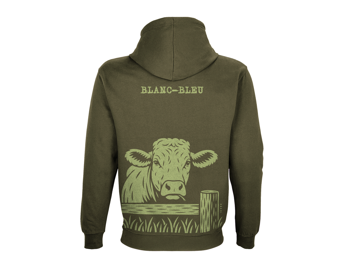 Sweat Vache Blanc-Bleu Kaki