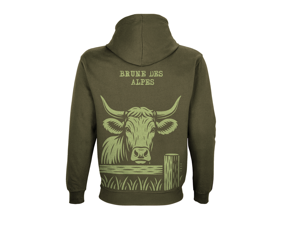 Sweat Vache Brune des Alpes Kaki