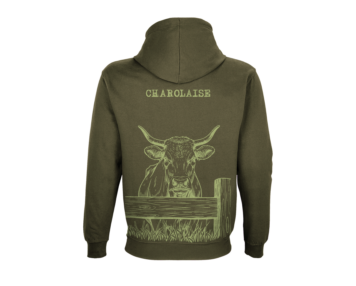 Sweat Vache Charolaise Kaki