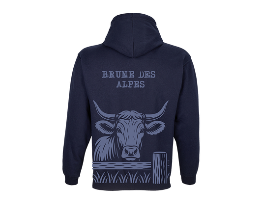 Braunes Kuh-Sweatshirt aus den Alpen