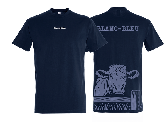 T-shirt Vache Blanc-bleu