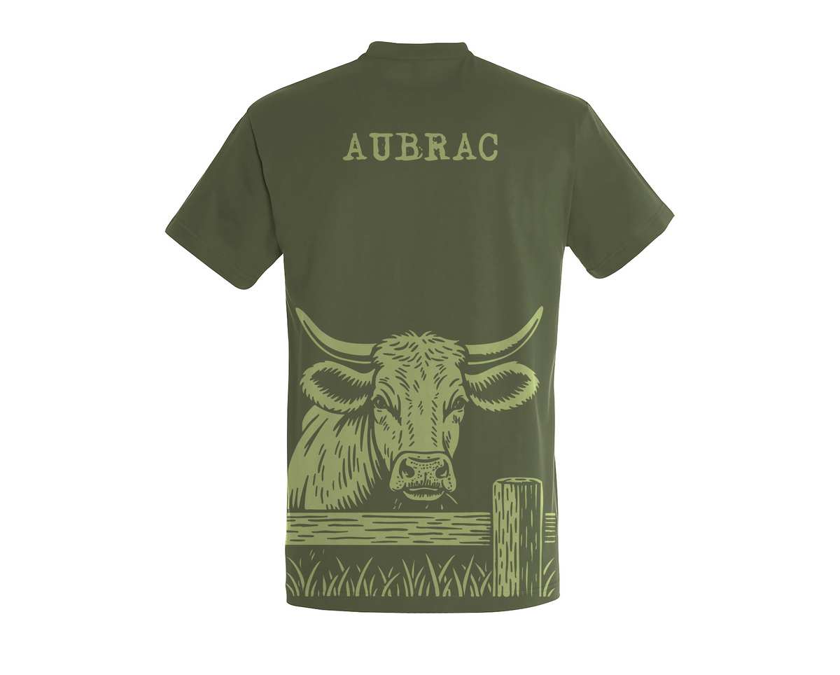 T-shirt Vache Aubrac Kaki