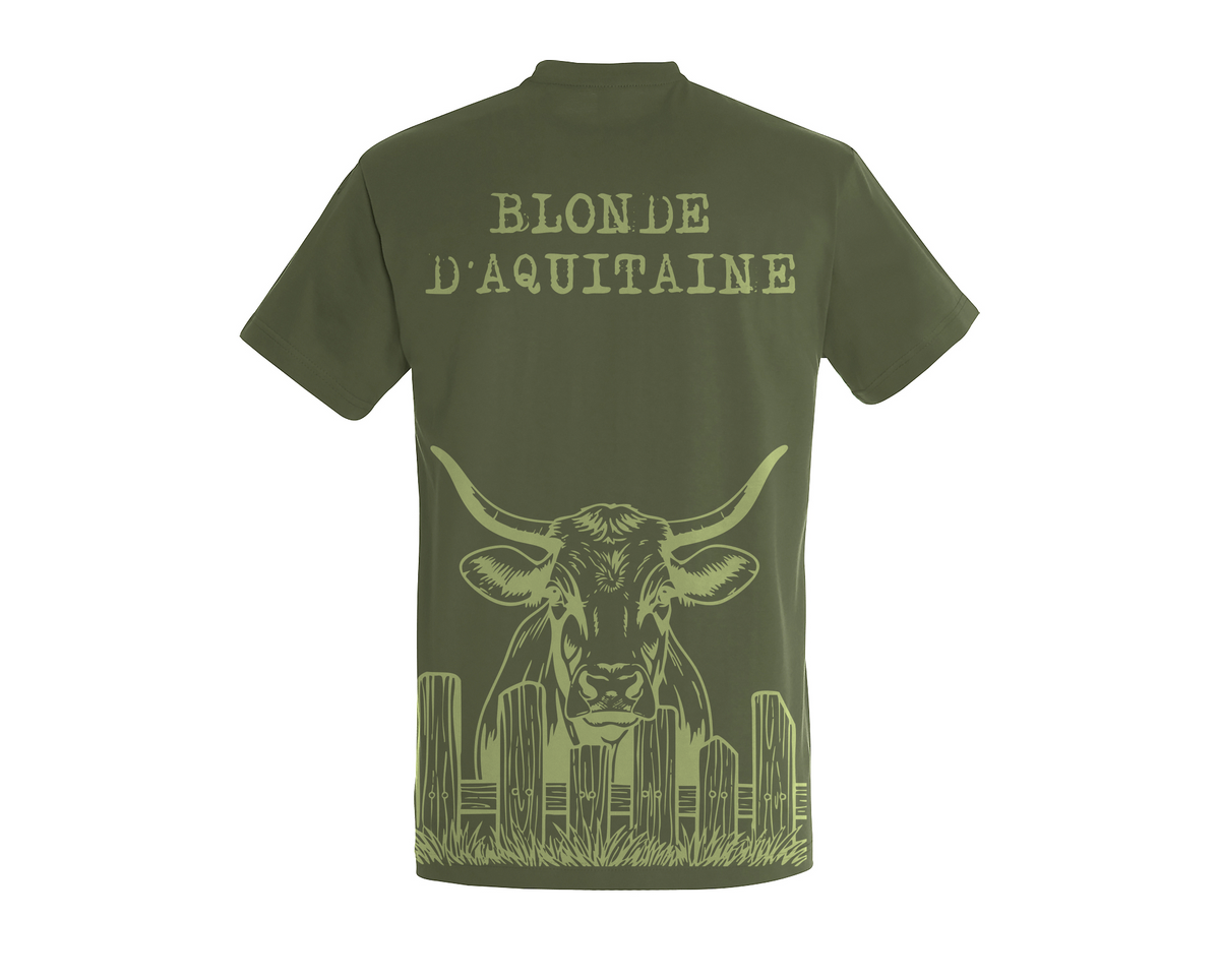 T-shirt Vache Blonde d'Aquitaine Kaki