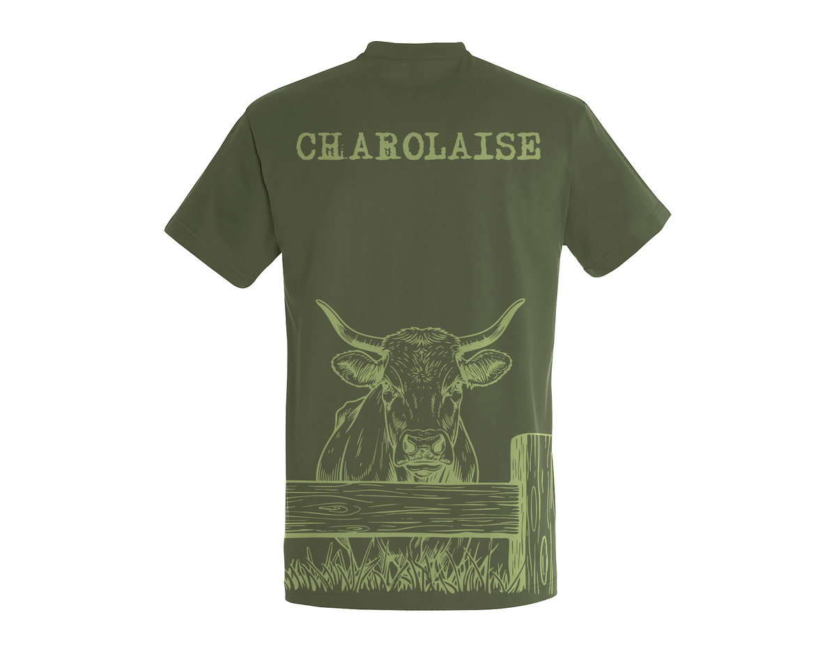 T-shirt Vache Charolaise Kaki
