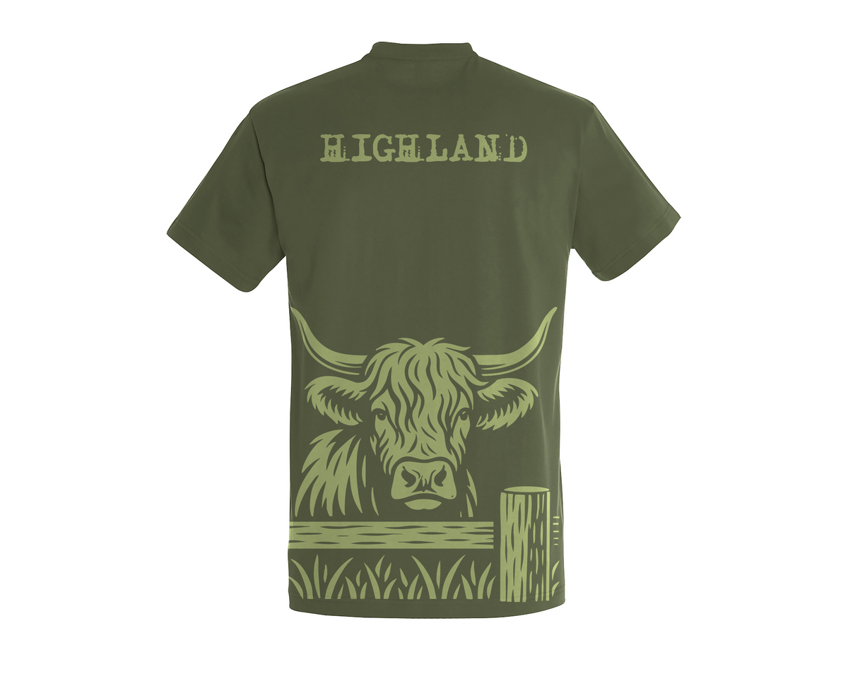 T-shirt Vache Highland Kaki