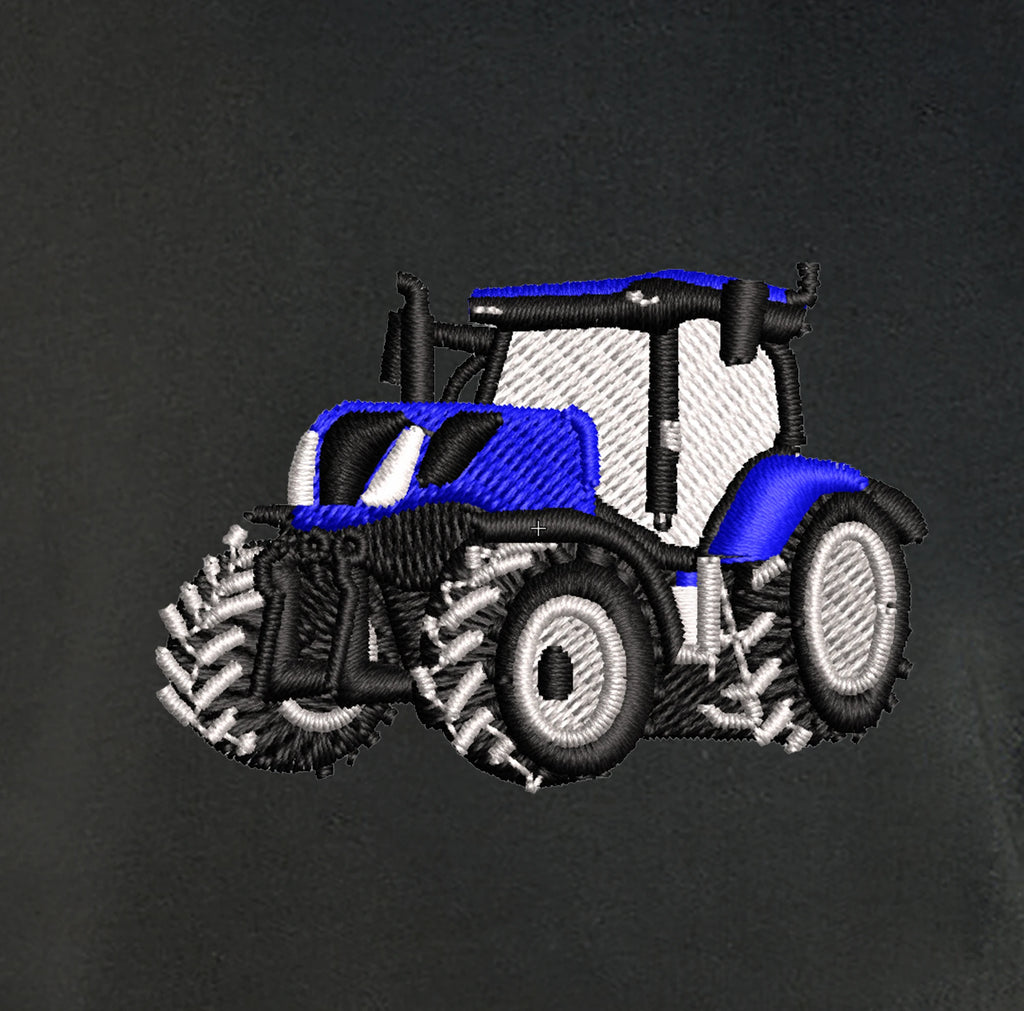 Sweat col rond - New Holland T7 - détail broderie anthracite