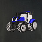 Sweat col rond - New Holland T7 - détail broderie anthracite